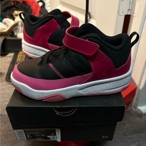 Jordan Kids Black and Pink Sneakers